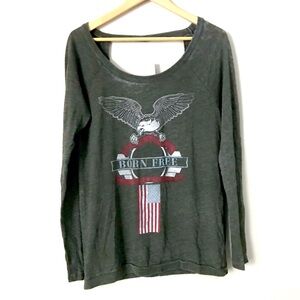 Chaser Long Sleeve Jersey Womens S Dark Gray Vintage Triblend Jersey USA Eagle